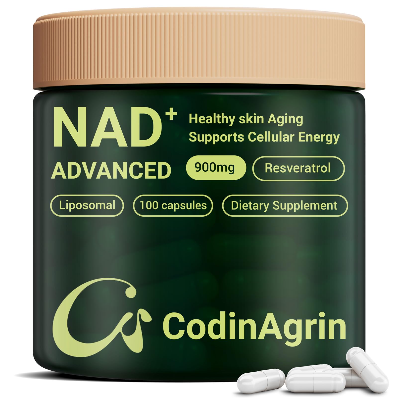 CodinAgrin NAD+ : Bouteille claire pour soutenir votre énergie au quotidien