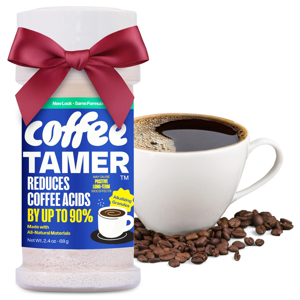 Coffee Tamer: réduction d'acidité directement dans la tasse grâce à la poudre en bouteille.