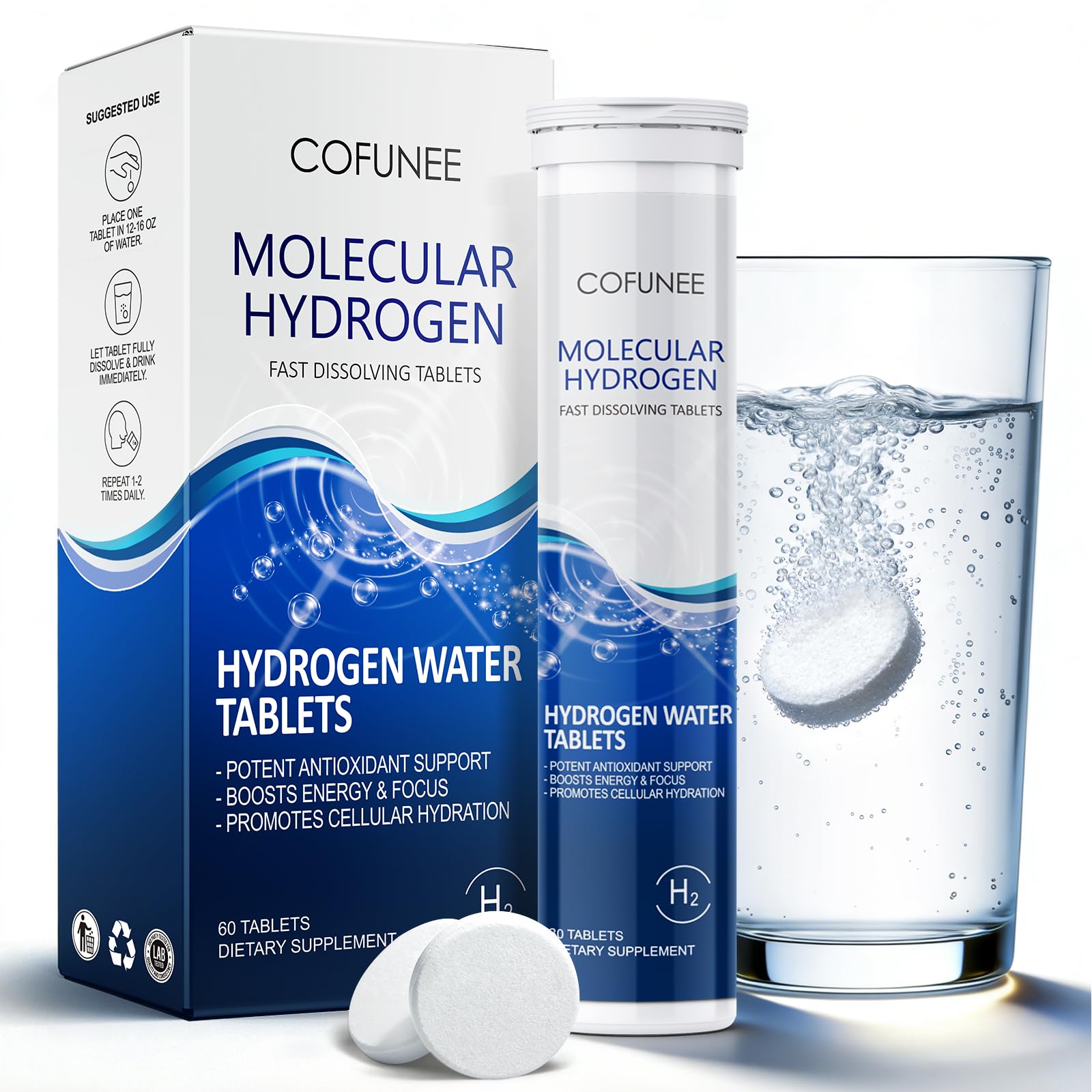 COFUNEE tablettes hydrogène magnésium emballage portable prêt à emporter pour hydratation