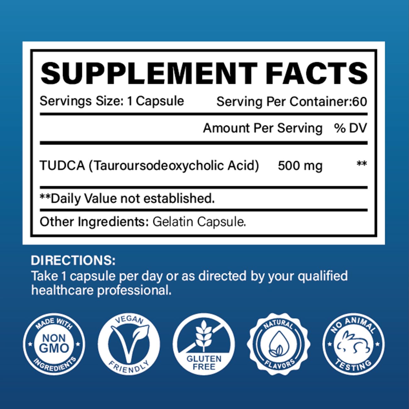 Cofure Tudca – capsules 500mg pour une prise quotidienne pratique.