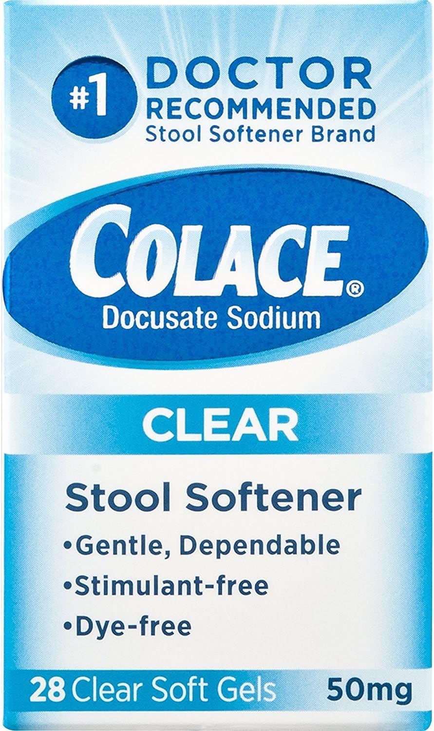 Colace: bouteille de 50 mg, pratique pour un usage quotidien.