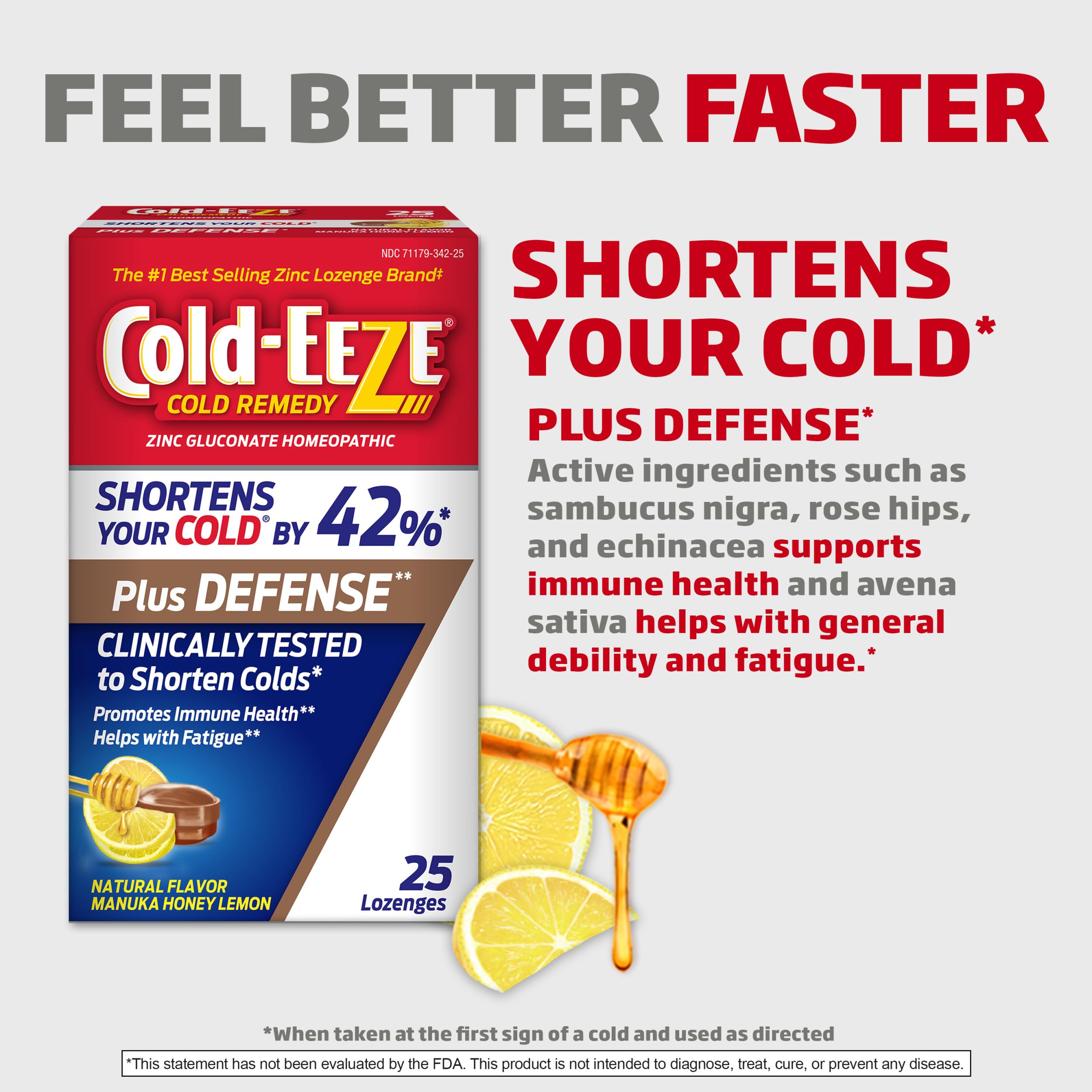 Boîte Cold-Eeze Plus Defense de 25 pastilles, format pratique pour le rhume