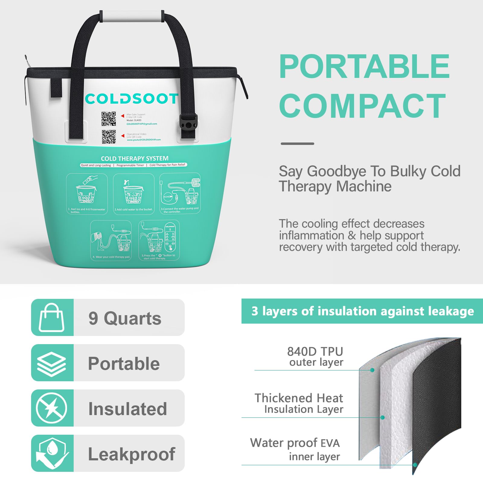 COLDSOOT bouteilles glace congelées: thérapie prolongée sans réapprovisionnement.