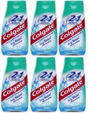 Colgate 2 en 1 emballage six tubes, fraîcheur glaciale pour haleine durable.