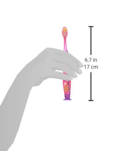Brosse Colgate Trolls avec grip ergonomique et poignée arrondie.
