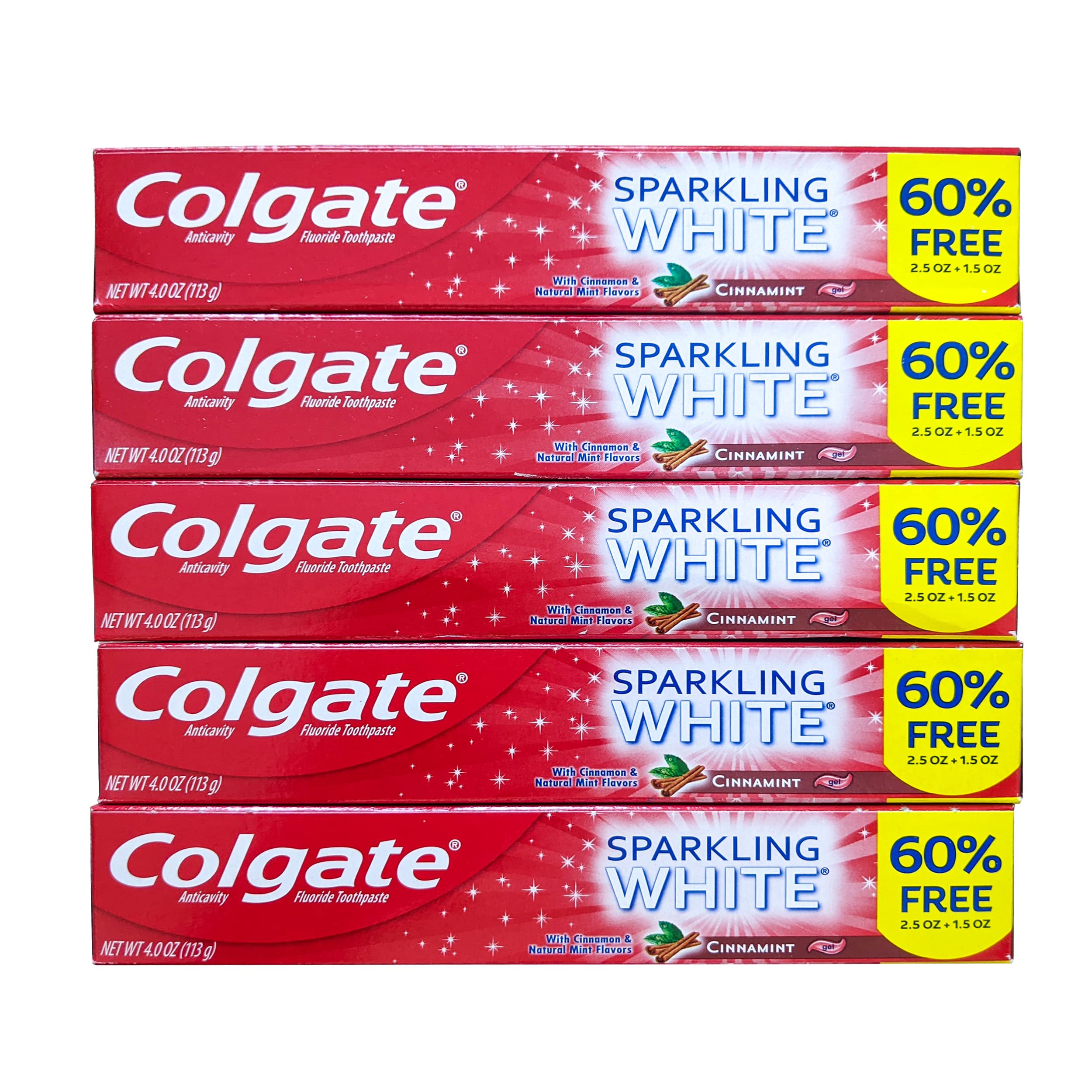 Colgate Cinnamint, pack de 5 tubes pour la famille, fraîcheur durable.