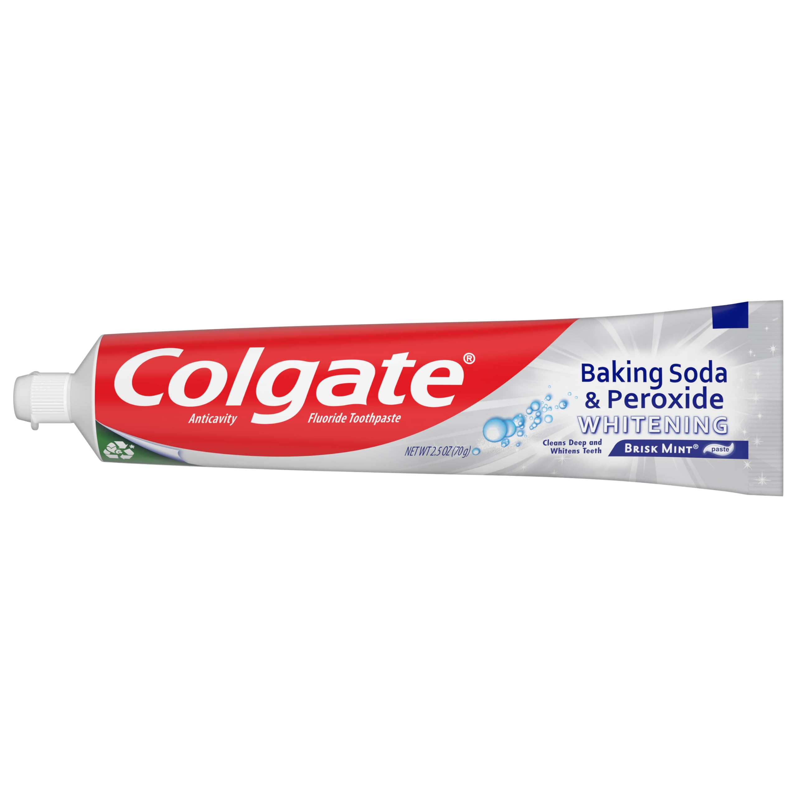 Dentifrice Colgate arôme frais Brisk Mint pour un brossage agréable et rafraîchissant.