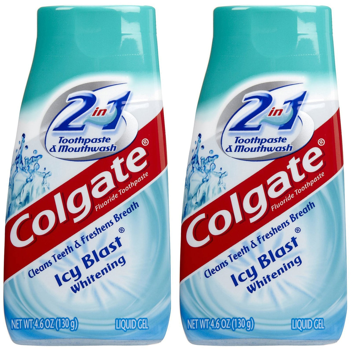 Colgate 2 en 1 rafraîchissant, dentifrice et bain de bouche, haleine fraîche et sourire éclatant.