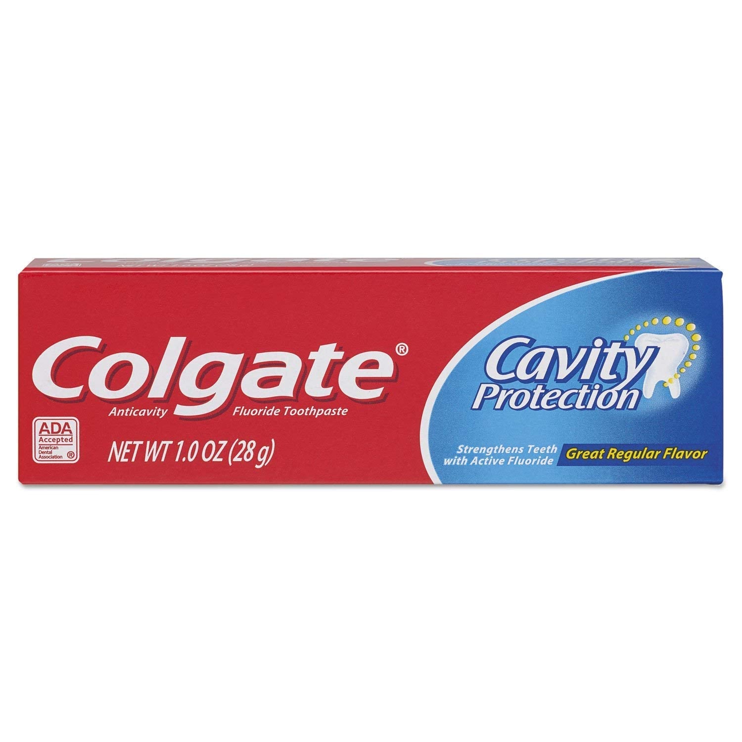 Dentifrice Colgate Protection Caries, tube blanc, offre une fraîcheur et protection anticaries.