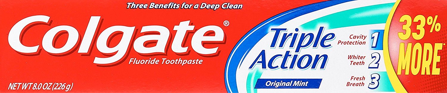 Colgate Triple Action Menthe, ensemble de six tubes — prêt pour la routine quotidienne.