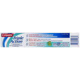 Colgate Triple Action Menthe, goutte sur la brosse à dents — application et efficacité.