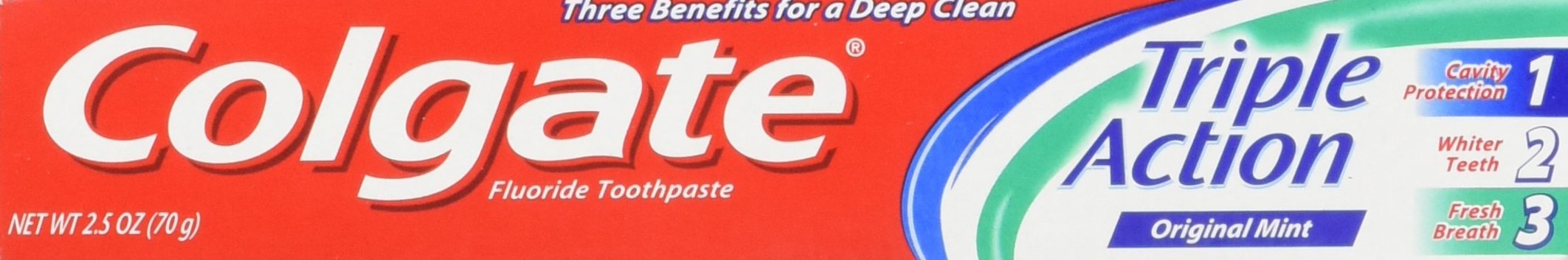 Dentifrice Colgate voyage triple action, format pratique pour déplacements.