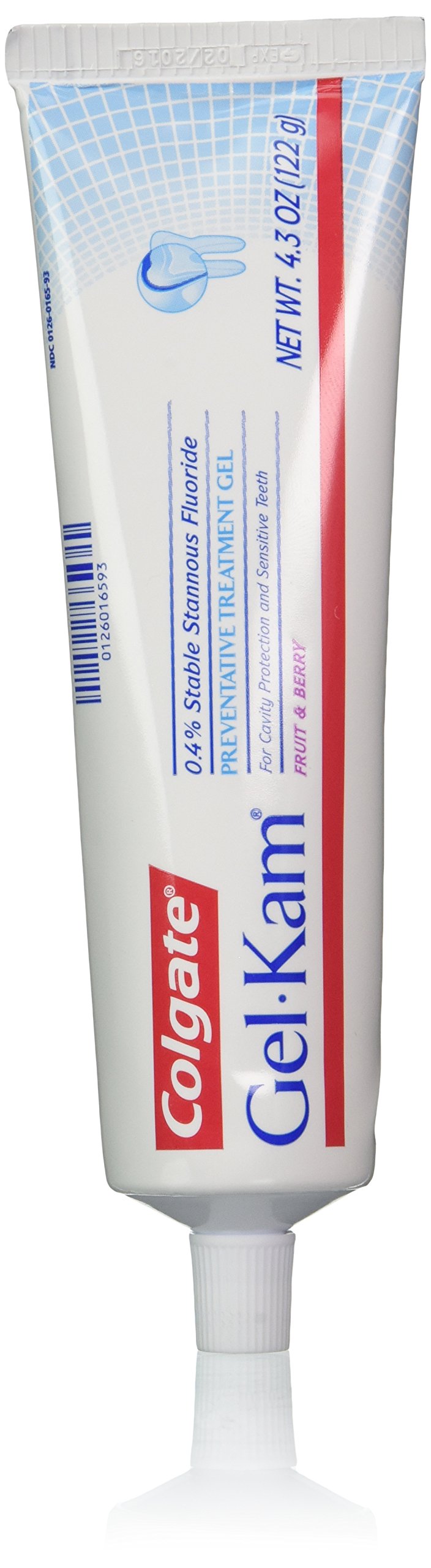 Colgate Gel-Kam Fluoride, bouteille et tube visibles, usage quotidien possible pour réduire sensibilité et protéger les dents