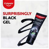 Colgate gel noir au charbon, texture charbon-noir lors du brossage