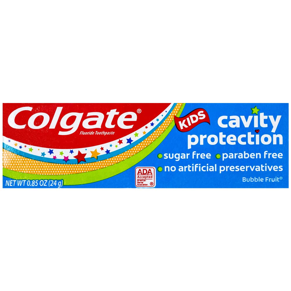 Lot de 12 tubes Colgate Kids bulles fruits, emballage multi-pack pour la famille.