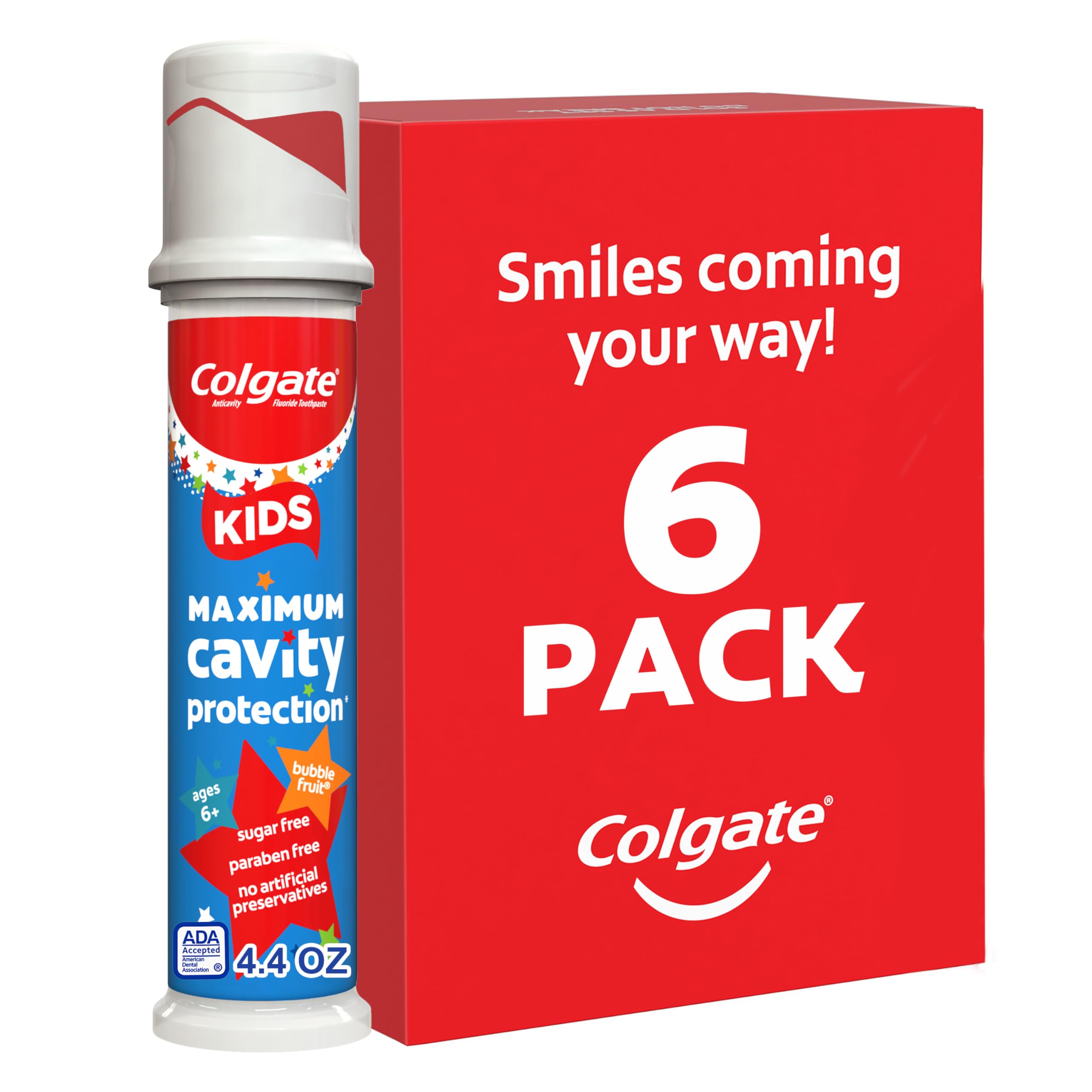 Colgate Kids dentifrice fluoré avec pompe, pratique et sans gâchis.