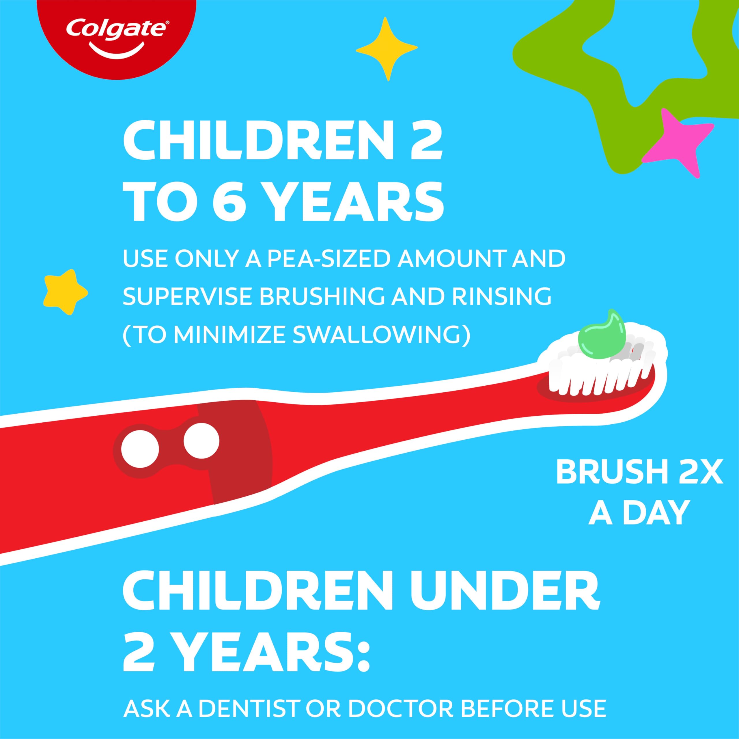 Tube de dentifrice Colgate Kids 4,4 oz, rangement pratique et voyage.