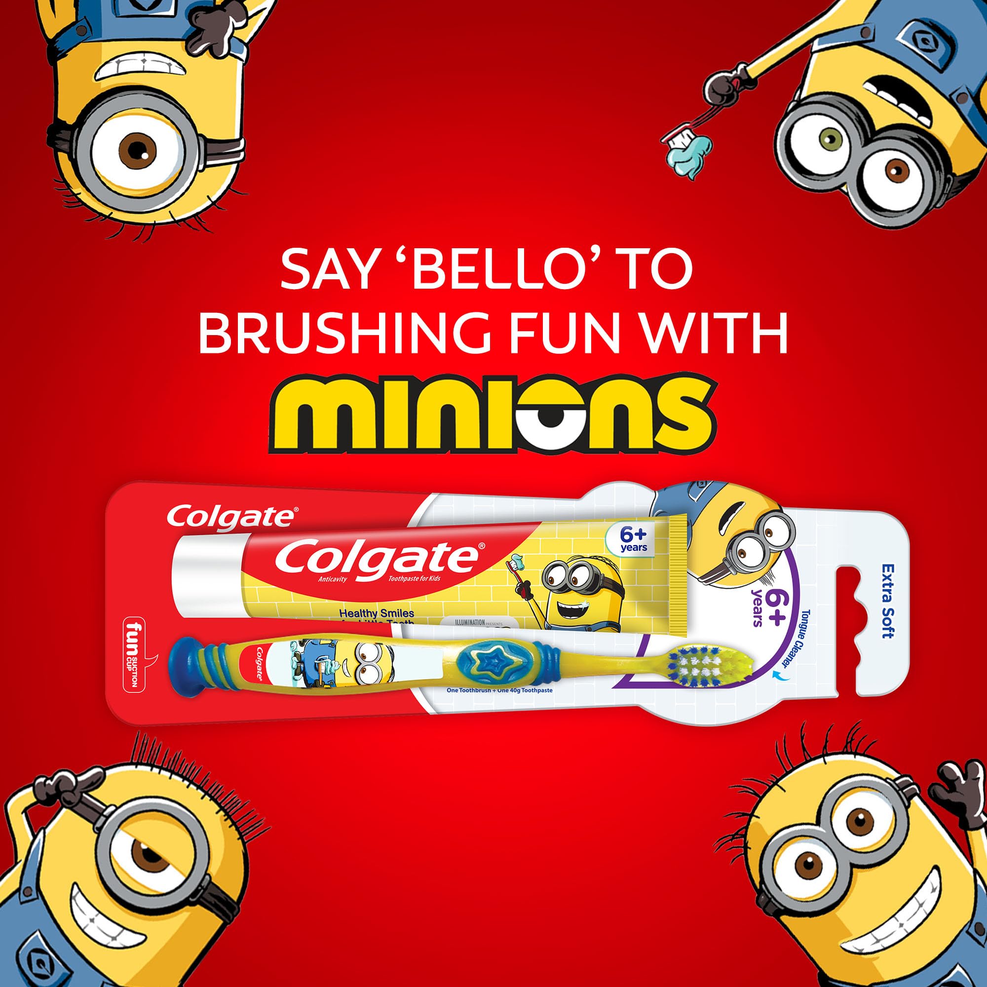 Colgate Kids Minion – nettoyeur-langue intégré pour haleine fraîche