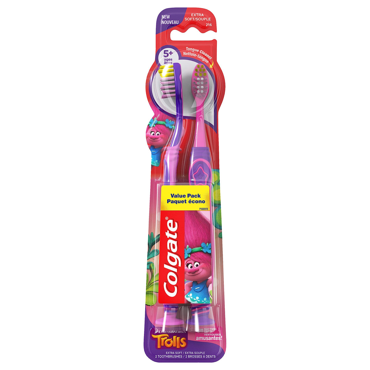 Colgate Kids Trolls, brosse dentaire au design Trolls, idéale pour débuter l'hygiène bucco-dentaire.