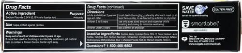 Colgate Max Fresh Charcoal Mint, arrière de l’emballage – mentions et bénéfices plaisir.