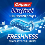 Colgate Max Fresh emballage pratique prêt à l’emploi.