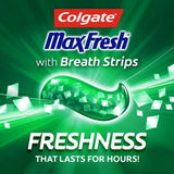 Colgate Max Fresh texture-creme dentifrice menthe: sensation douce et nettoyage efficace.