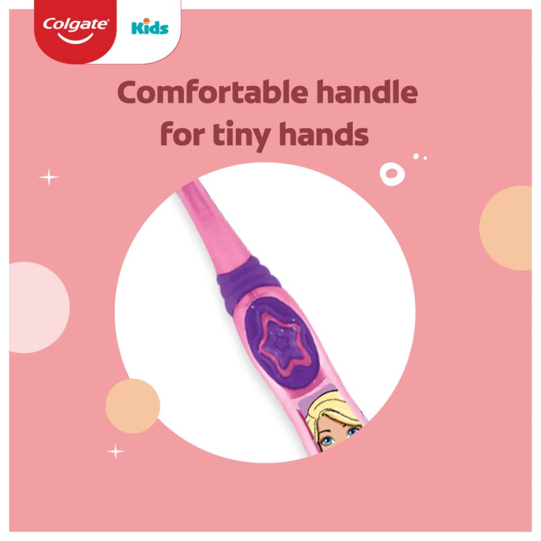 Manche ergonomique Colgate Mermaid pour prise en main confortable.
