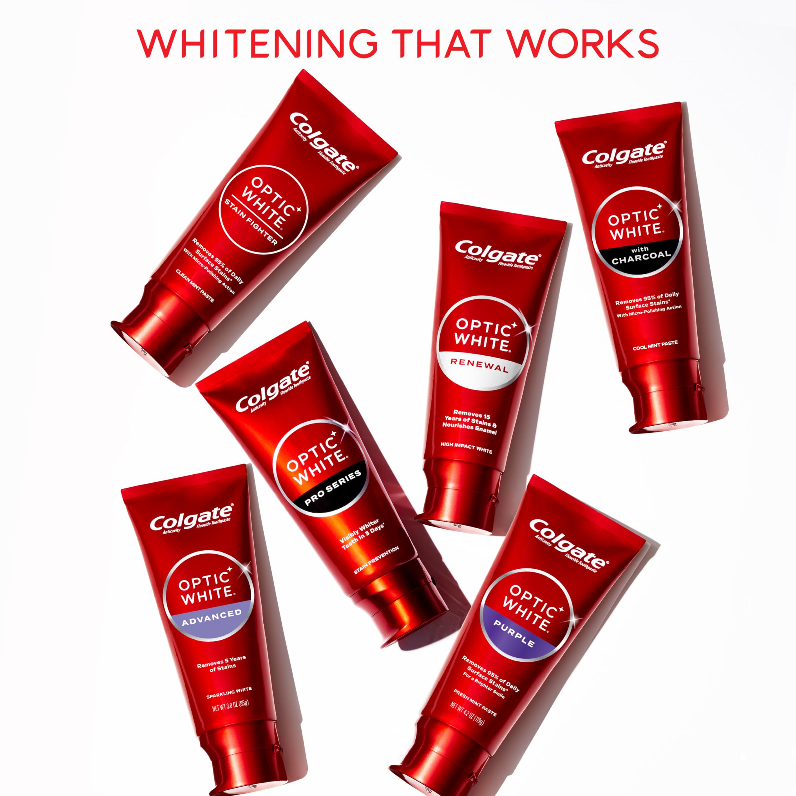 Dentifrice Colgate Optic White Charbon sans sucre pour routine dentaire