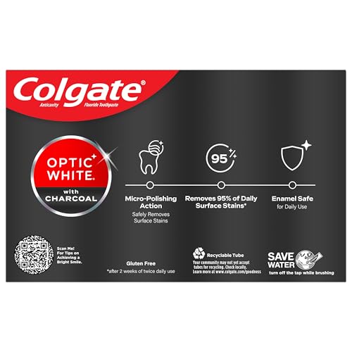 Utilisation quotidienne Colgate Optic White Charbon pour un blanchiment potentiel