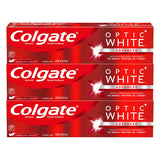 Colgate Optic White dentifrice menthe scintillante en tube, utilisation quotidienne.