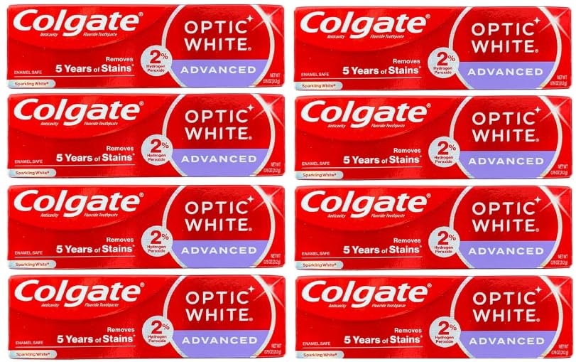 Colgate Optic White dentifrice tube : sourire plus clair avec une utilisation quotidienne.