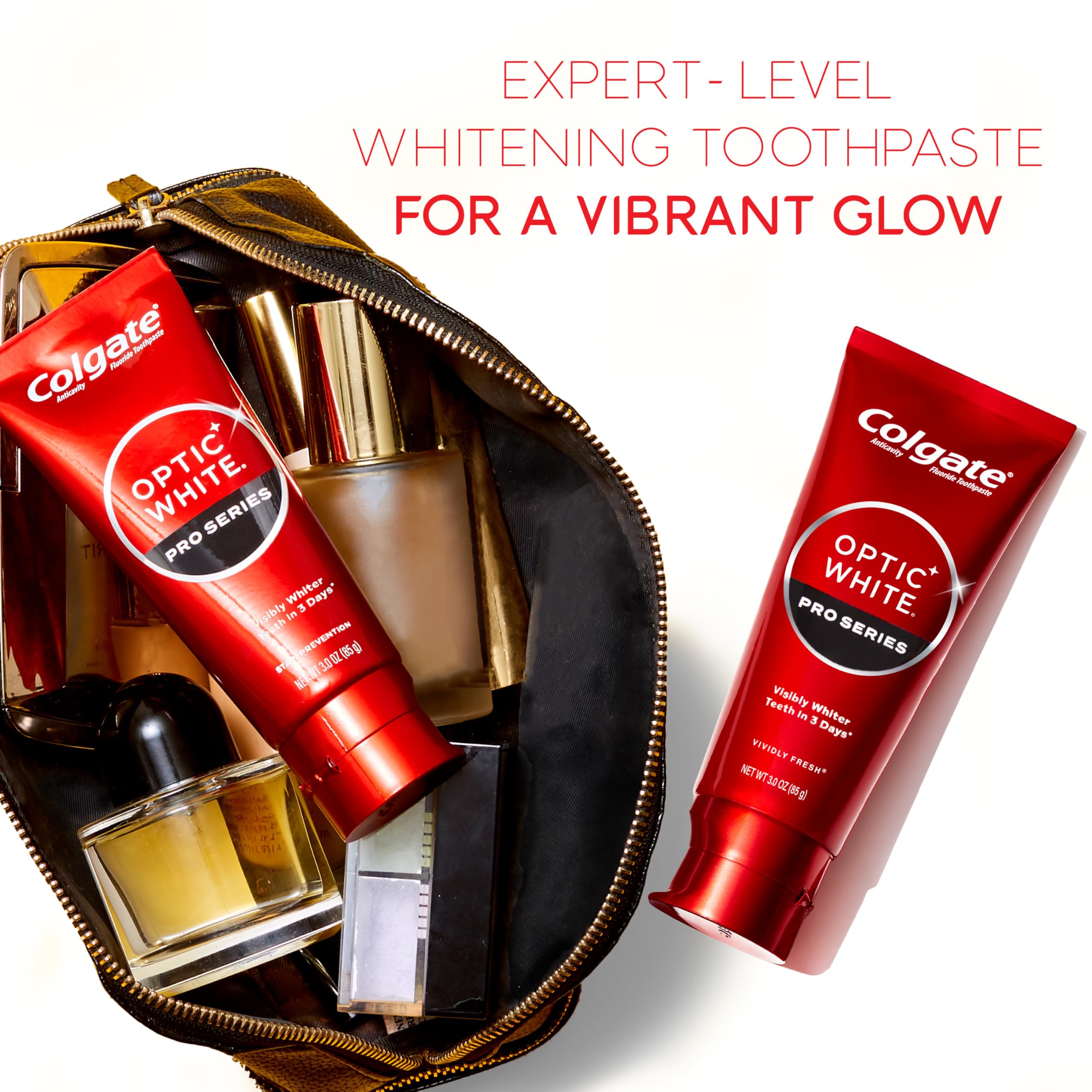 Colgate Optic White Pro Series: pâte sans gluten, sans sucre et végane.