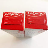 Colgate motif rayure menthe givrée sur emballage, effet frais.