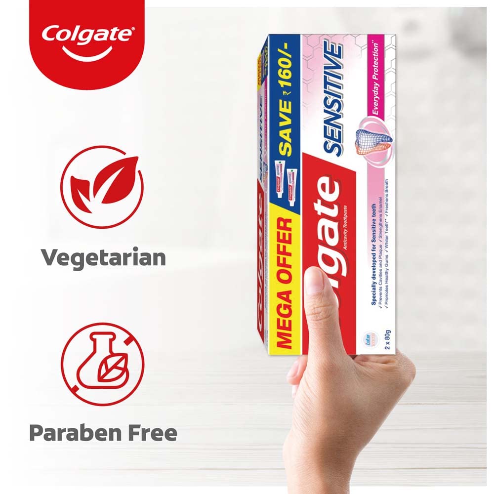 Gencives saines et plaque réduite grâce au dentifrice Colgate Sensibilite Protection.