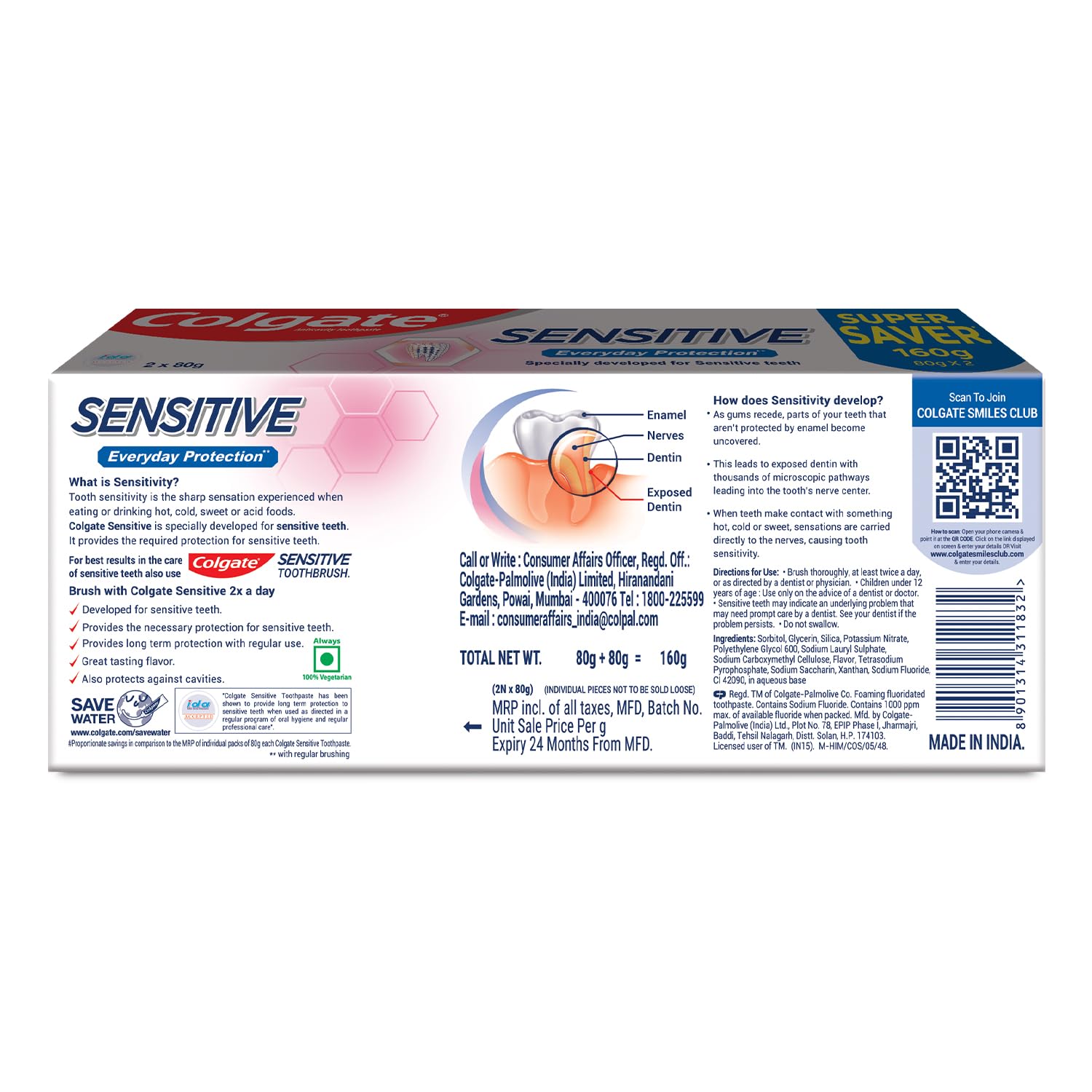 Formule végétarienne et sans gluten, respectueuse de l'environnement Colgate en Inde.