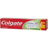 Colgate Sparkling White Menthe: logo clair sur le tube et promesse de blanchiment progressif
