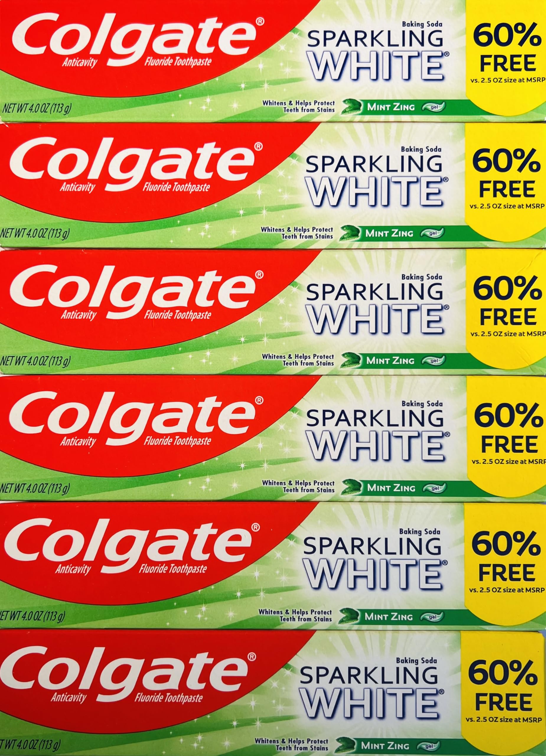Dentifrice Colgate Sparkling White Menthe – emballage coloré prêt pour une routine buccale quotidienne.