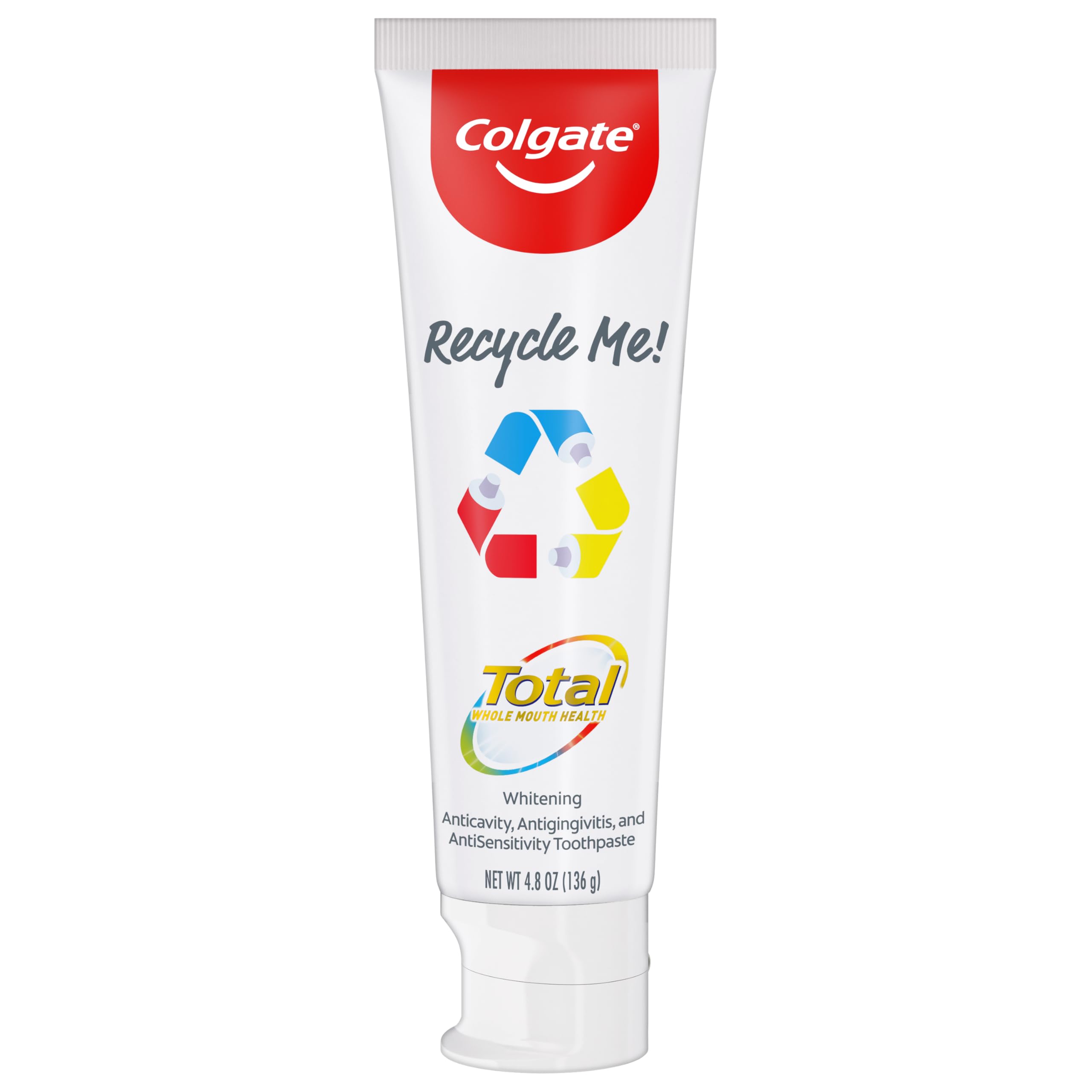 Colgate Total, premier plan sur la texture blanche et l'effet blanchissant