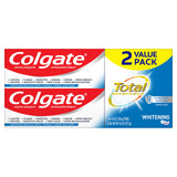 Colgate Total blanchiment-tubes 2-pack : utilisation quotidienne pour un sourire éclatant.