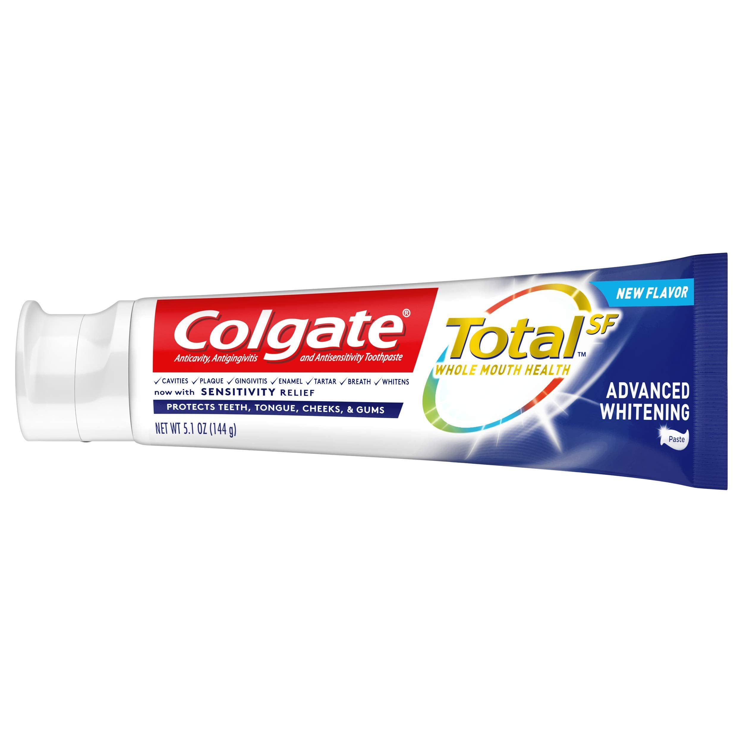 Colgate Total dentifrice arôme frais, bouche rafraîchie après brossage.