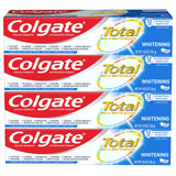 Colgate Total blanchissant menthe, 4 tubes, usage quotidien pour sourire plus clair.