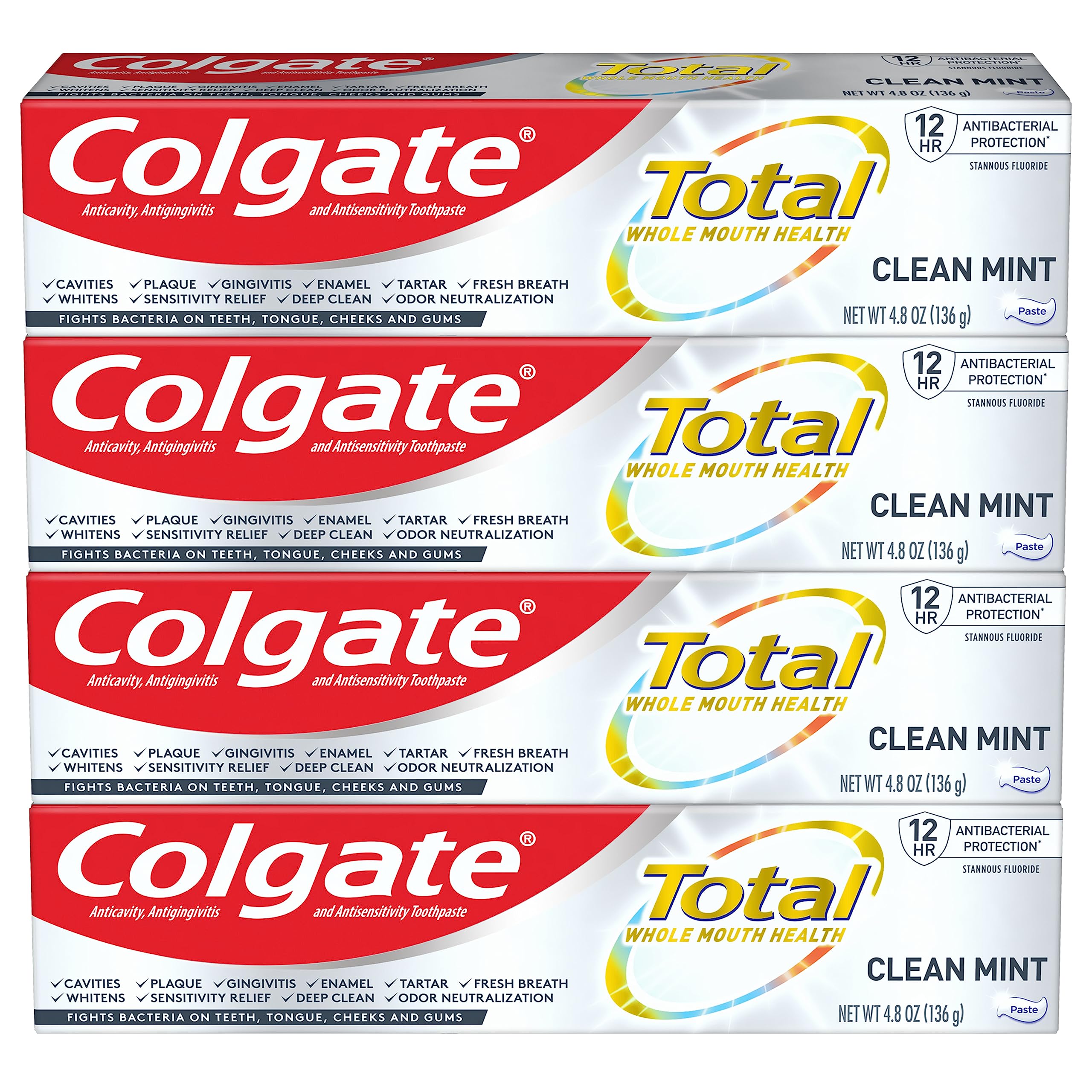 Colgate Total Menthe Claire - tube dentifrice blanchissant pour sourire plus blanc