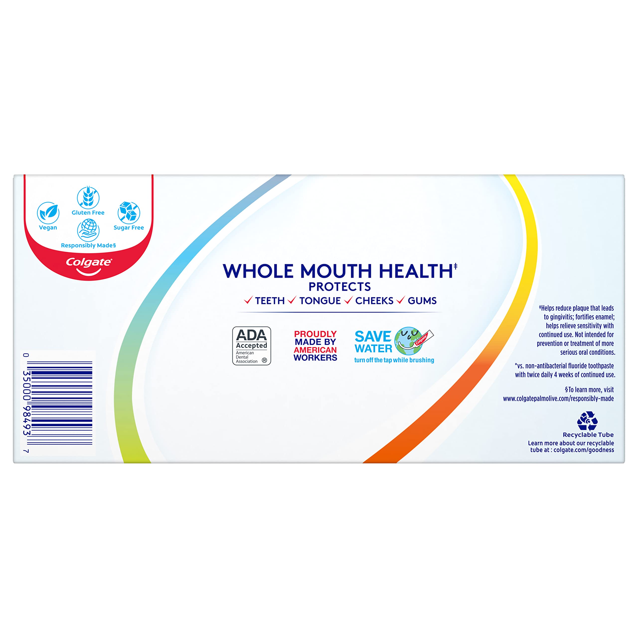 Colgate Total dentifrice emballage – emballage clair pour un soin buccal quotidien.
