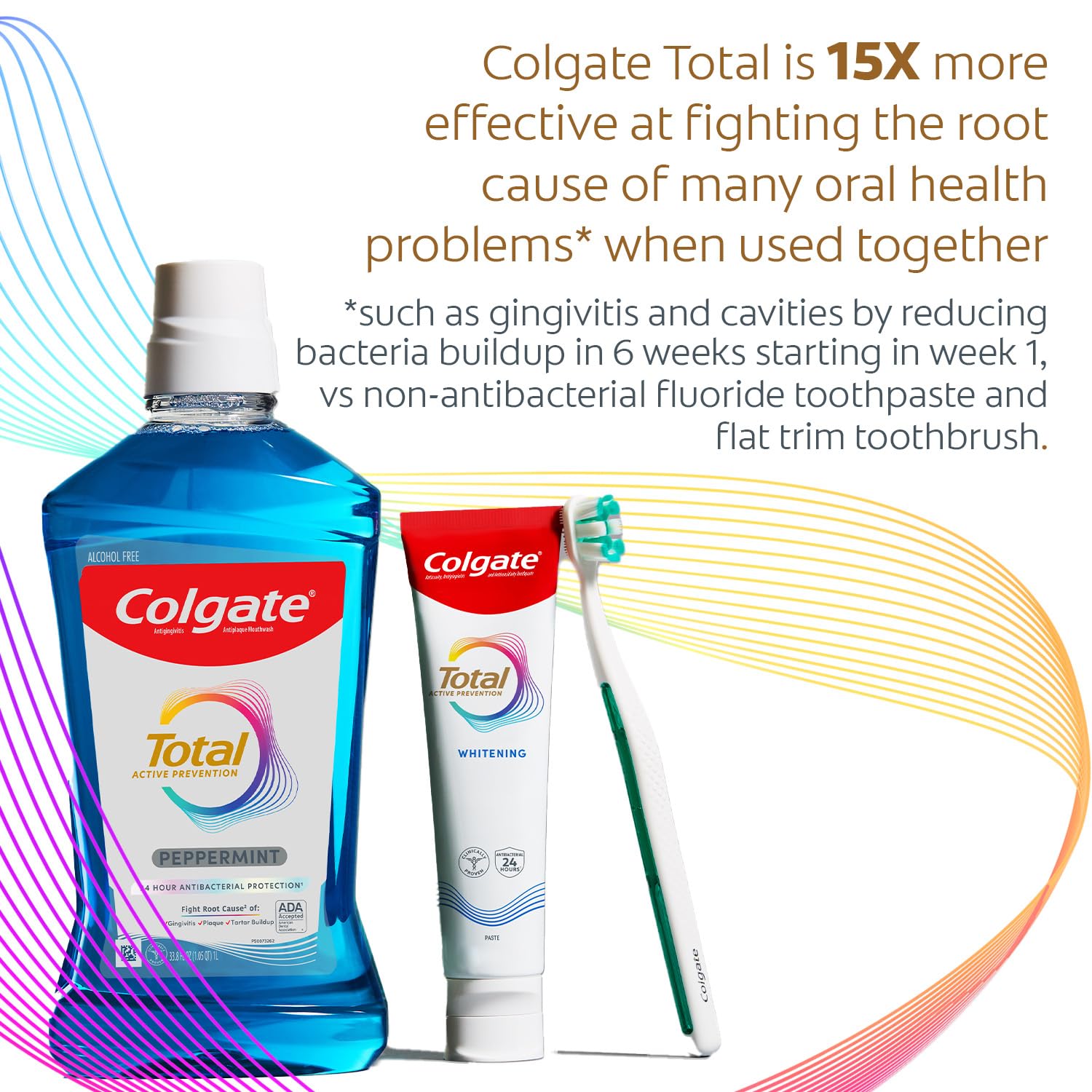 Colgate Total goût menthe rafraîchissante pendant le brossage.