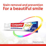 Colgate Total dentifrice pâte blanche, texture crémeuse prête au brossage.