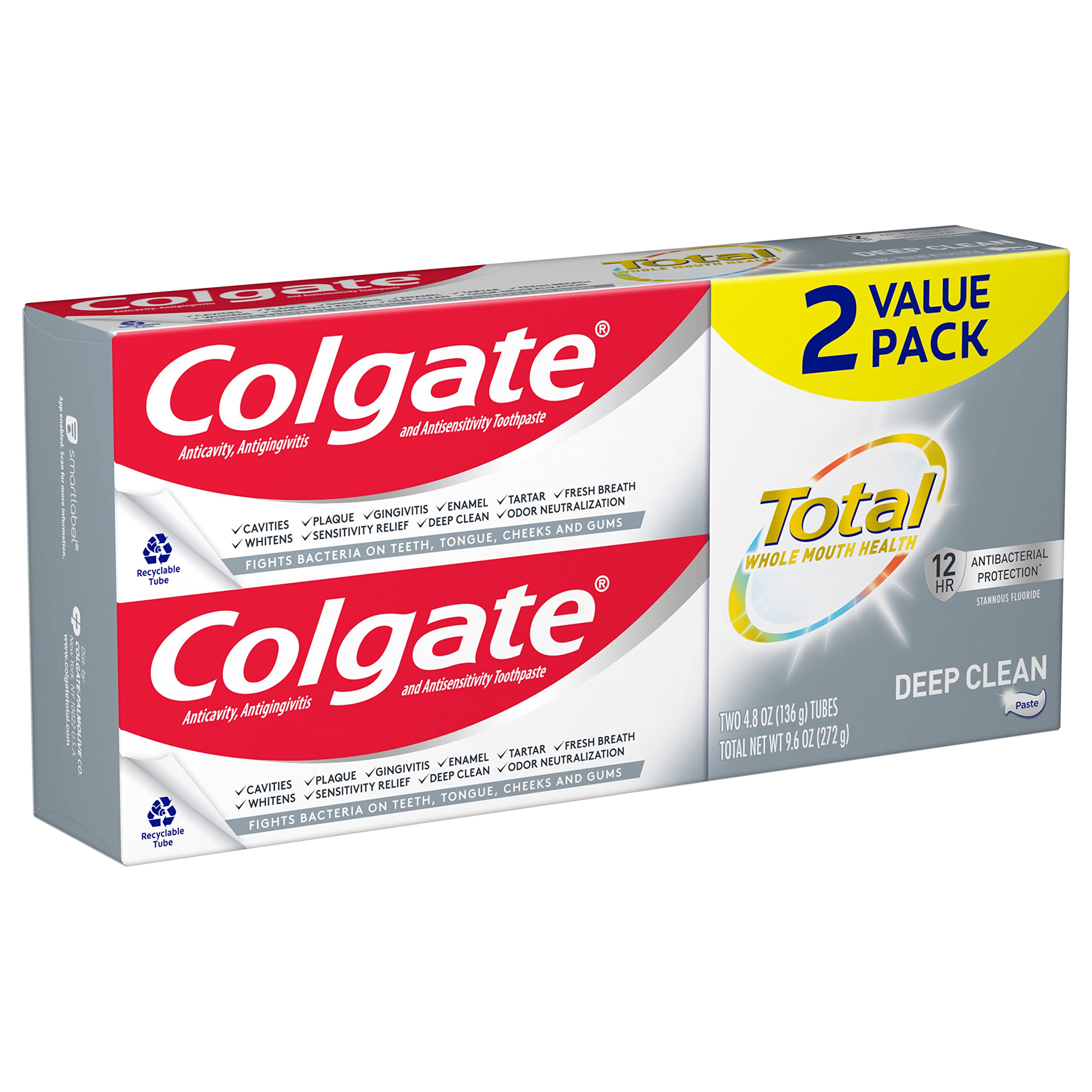 Colgate Total dentifrice pâte menthe – texture onctueuse prête pour un brossage en douceur.