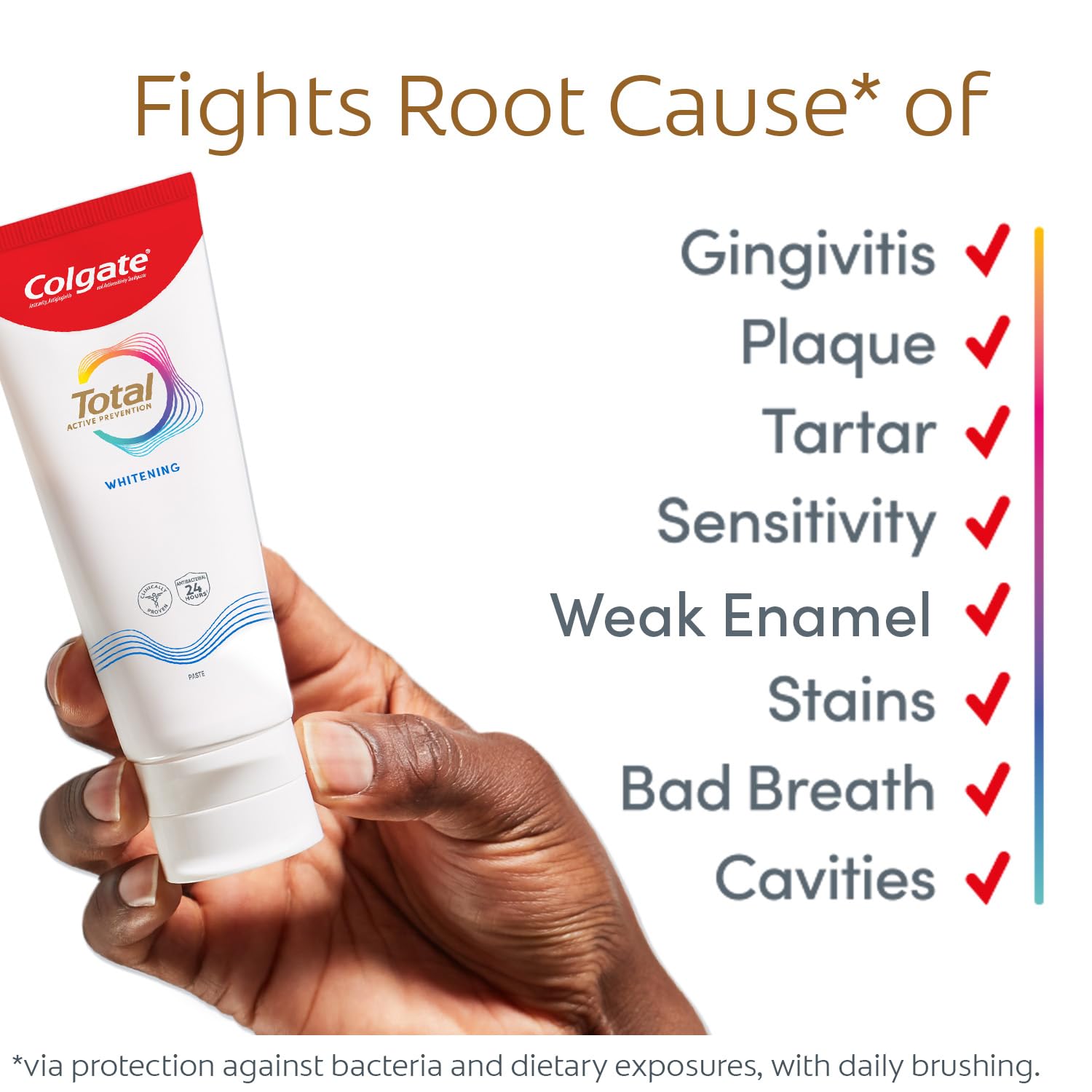 Colgate Total sans sucre et sans gluten adaptée à la routine.