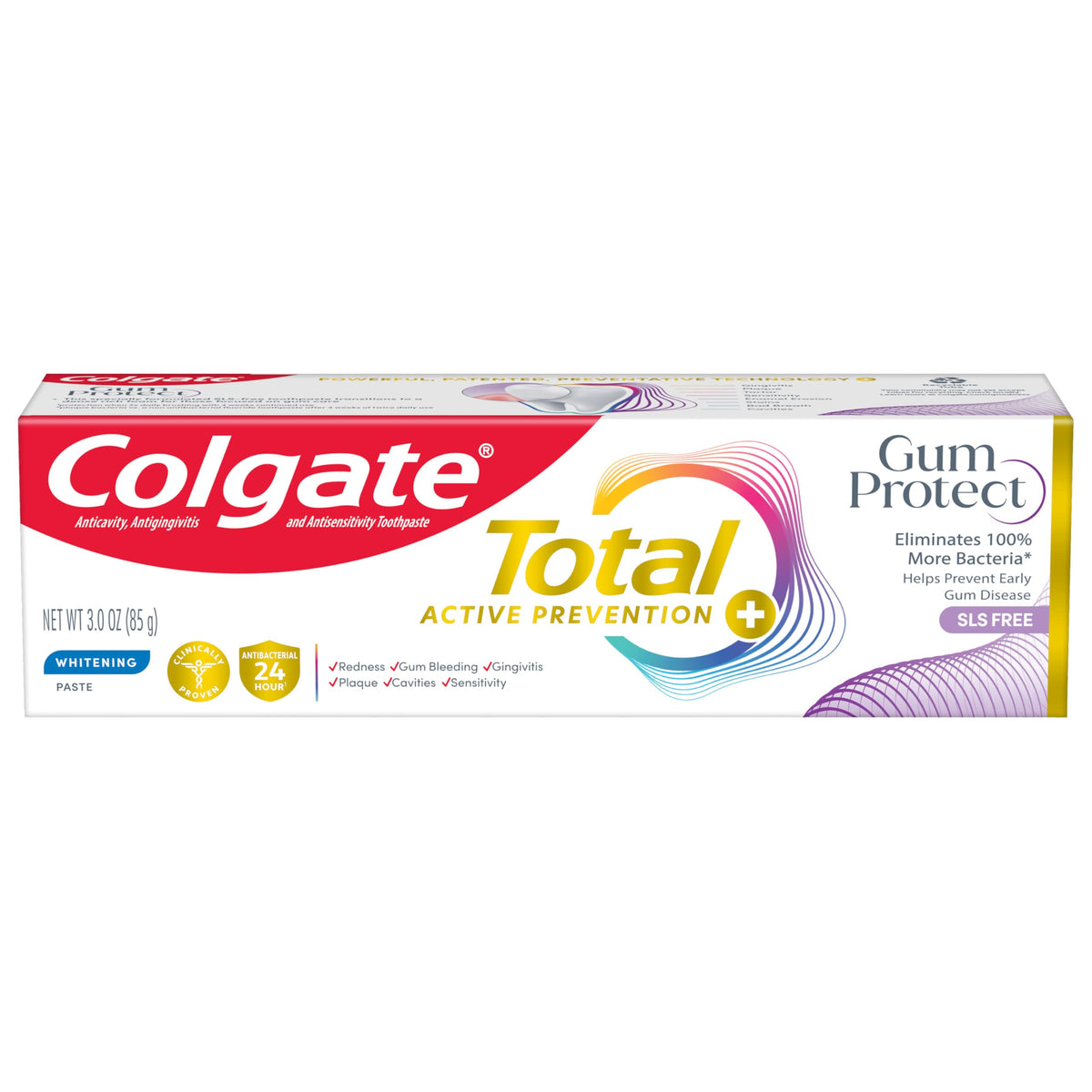 Colgate Total Gum Protect en tube, soin ciblé pour les gencives.