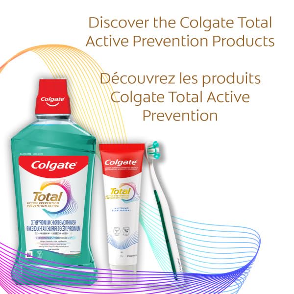Colgate Total Pro-Shield flacon bleu menthe sur comptoir