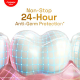 Colgate Total protection antibactérienne, couvrant dents et muqueuses.